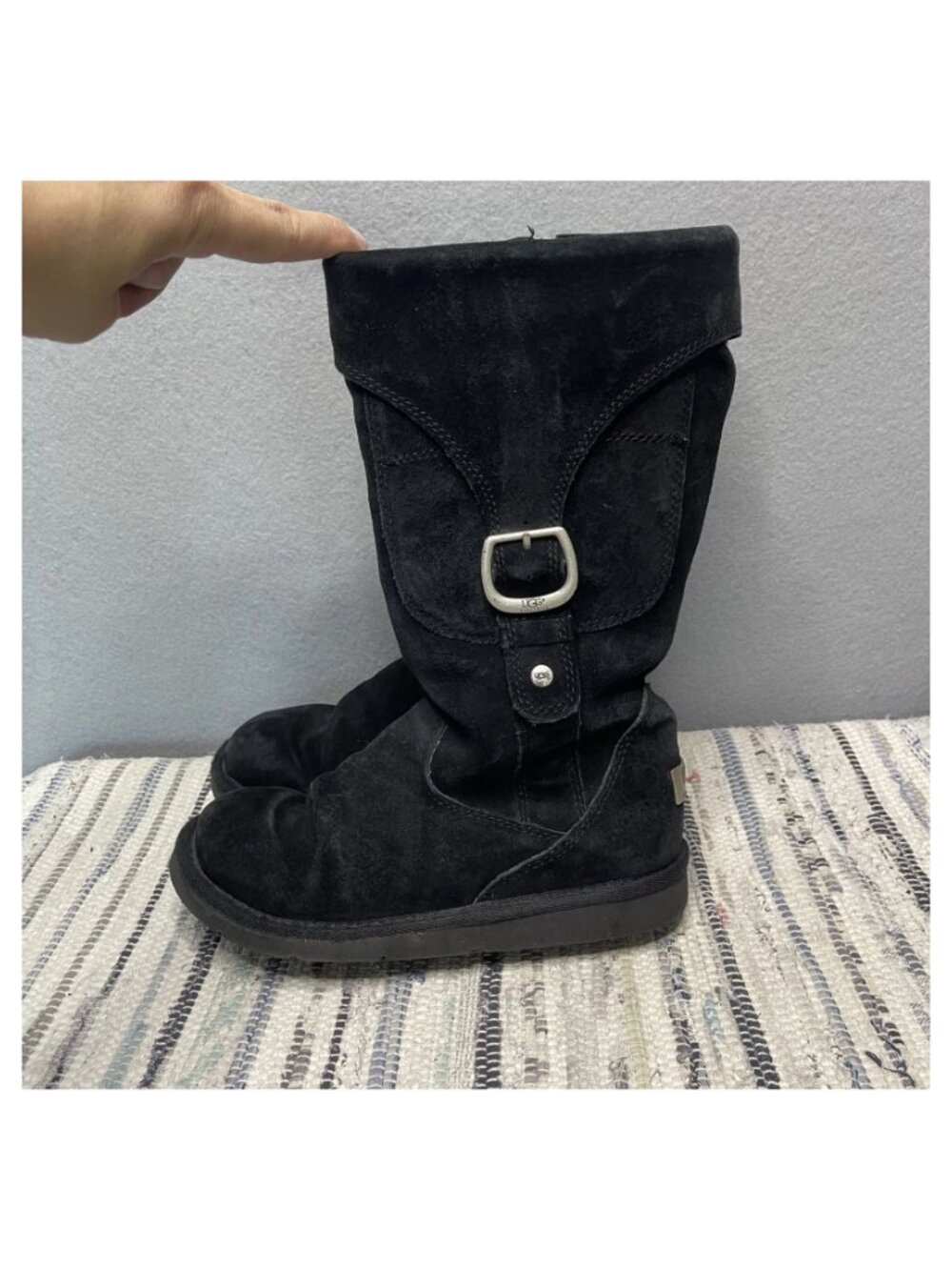 UGG Australia Womens Black Suede "Cargo III" Mid Calf Boots 7 in perfect shape